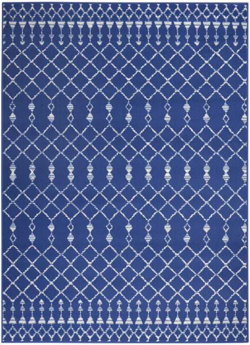 5’ x 7’ Navy Blue and Ivory Berber Pattern Area Rug