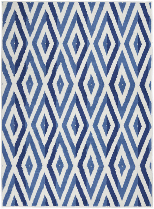 5’ x 7’ Ivory and Blue Diamond Area Rug