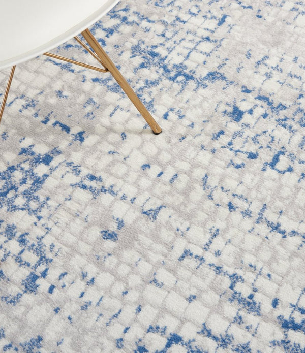 5’ x 7’ Gray and Blue Abstract Grids Area Rug