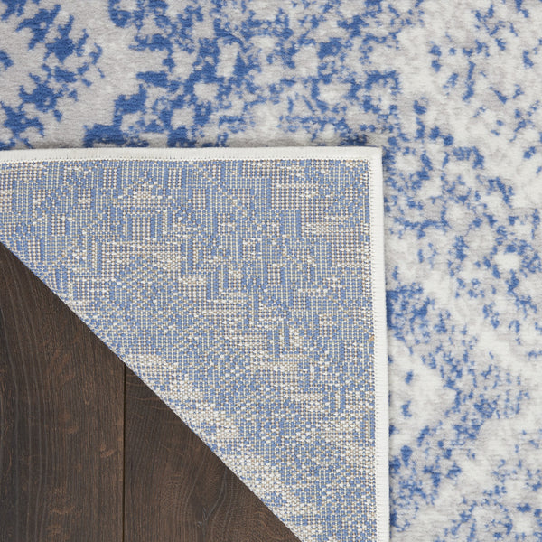 5’x7’ Ivory and Blue Lattice Area Rug