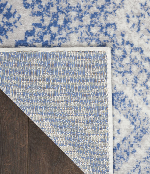 5’x7’ Ivory and Blue Lattice Area Rug