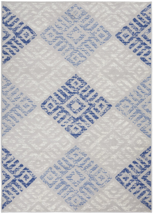 5’ x 7’ Gray and Blue Diamonds Area Rug