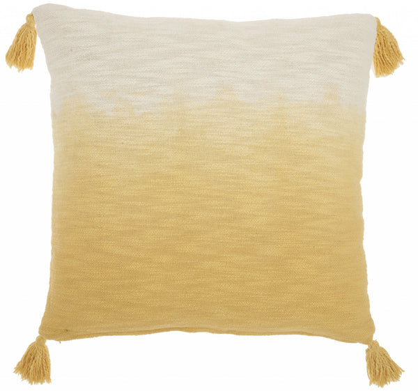 Yellow Ombre Tasseled Throw Pillow