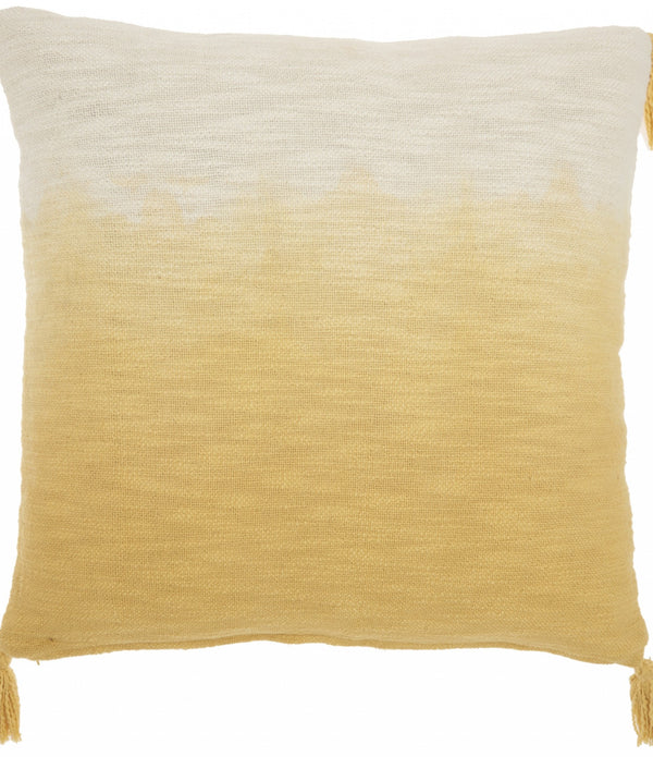 Yellow Ombre Tasseled Throw Pillow