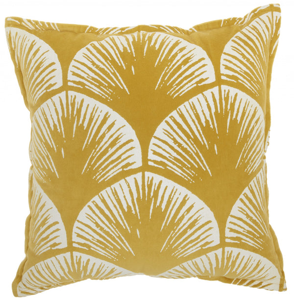 Yellow and Ivory Scales Pattern Throw Pillow