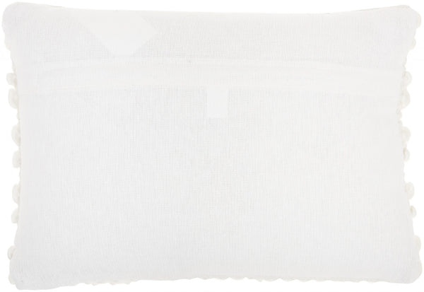 White Pom-Pom Detailed Lumbar Pillow