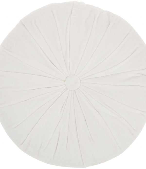 White Tufted Round Throw Pillow