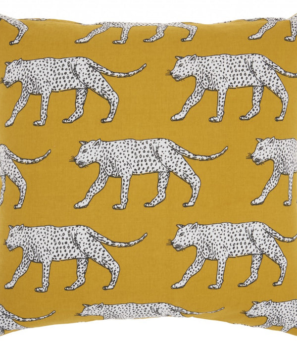 Yellow Ochre Jaguar Throw Pillow