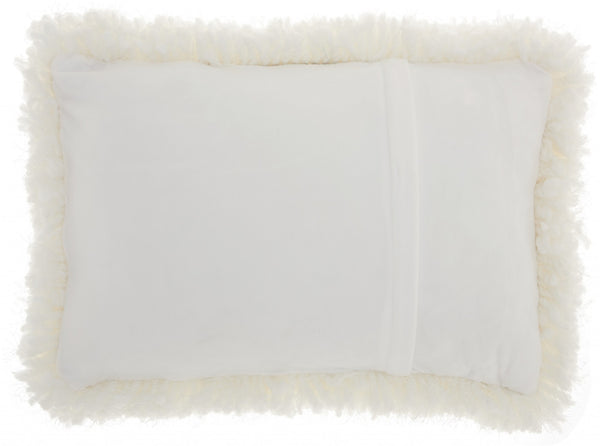 White Knubby Plush Lumbar Throw Pillow