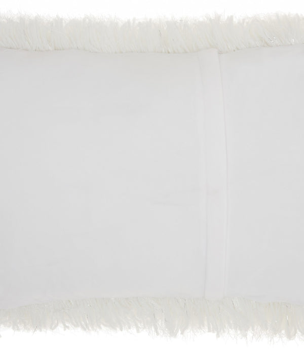 White Super Shaggy  Throw Pillow