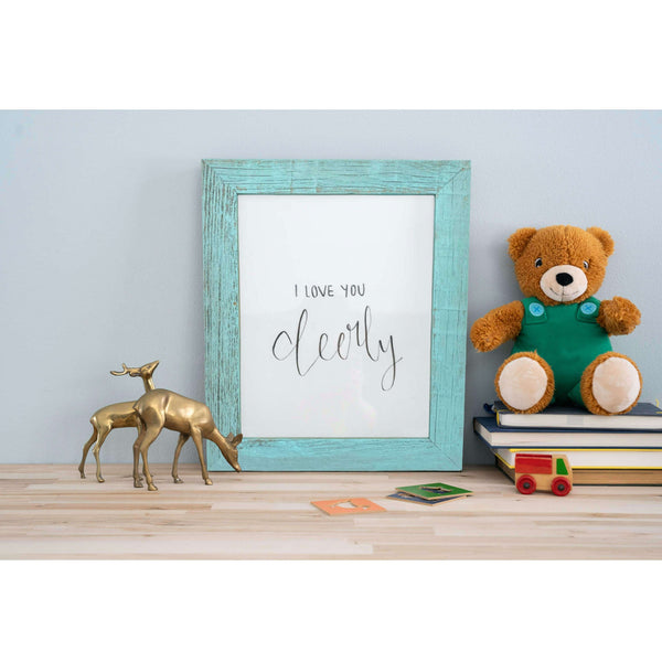 14" x 18" Rustic Farmhouse Light Aqua Blue Wood Frame