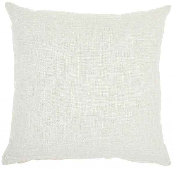 White Solid Woven Throw Pillow