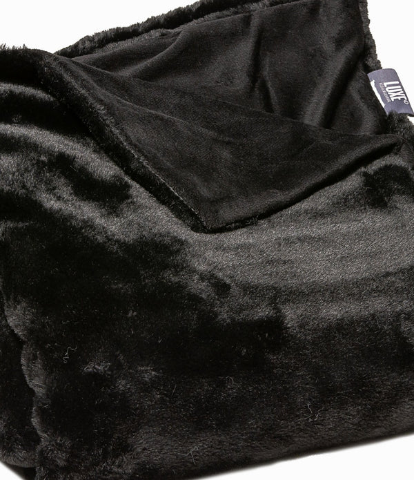 Premier Luxury Black Super Soft Faux Fur Throw Blanket