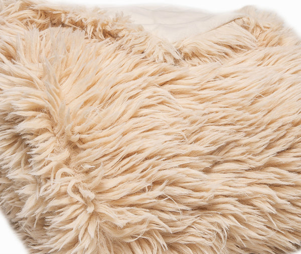 Chunky Flokati Faux Wool Off White Throw Blanket