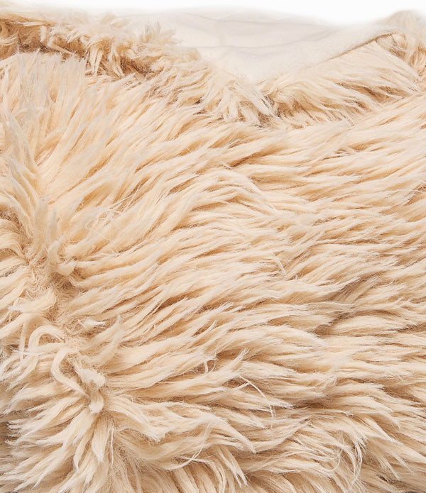 Chunky Flokati Faux Wool Off White Throw Blanket