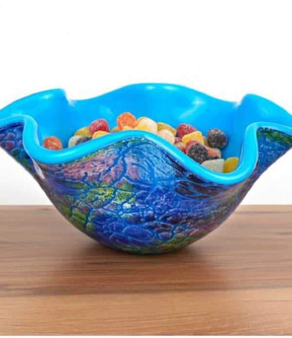 Abstract Multi Color Glass Centerpiece Bowl