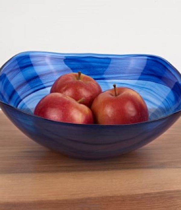 10 Contemporay Soft Square Blue Swirl Glass Bowl