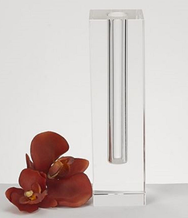 Modern Clear Tall Block Optical Crystal Vase