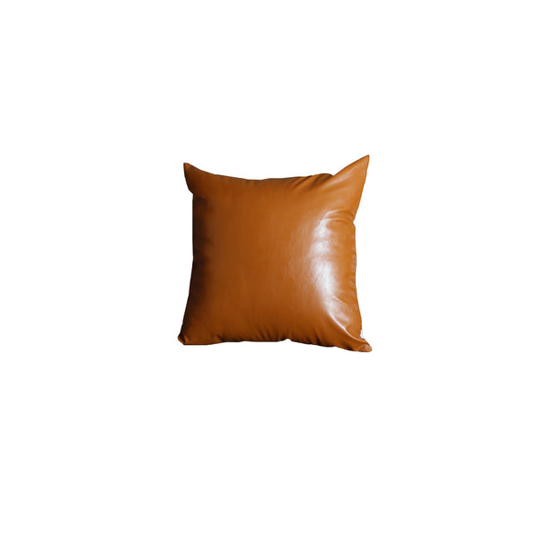 XL Rustic Brown Faux Leather Lumbar Pillow Cover