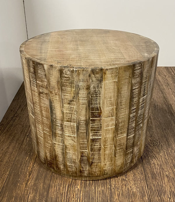 Updated Rustic Round Stump End Table