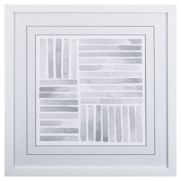 White and Gray Lines I Abstract Framed Art