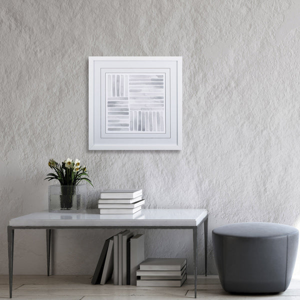 White and Gray Lines I Abstract Framed Art