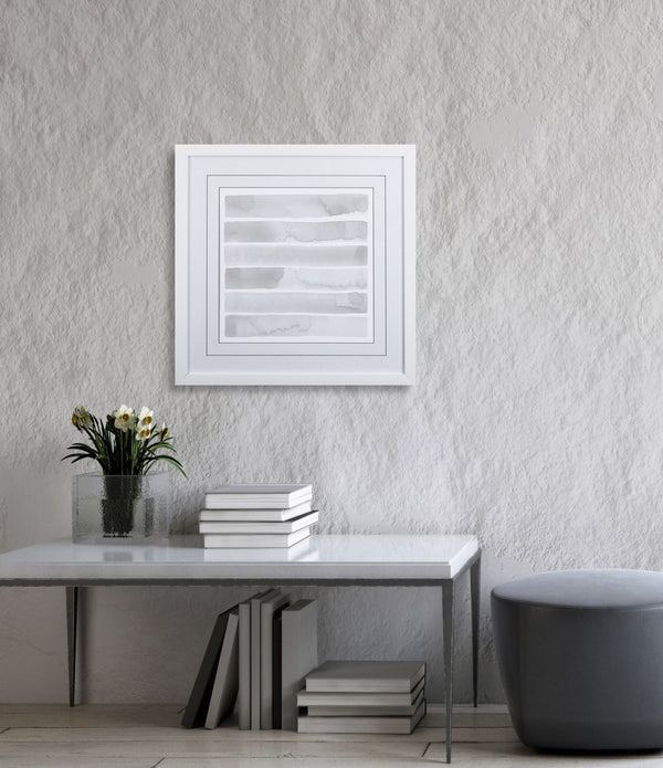 White and Gray Lines II Abstract Framed Art