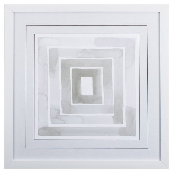 White and Gray Lines III Abstract Framed Art