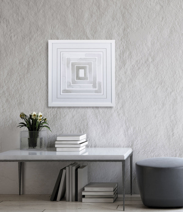 White and Gray Lines III Abstract Framed Art