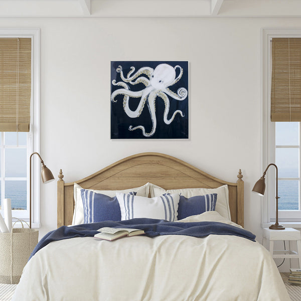 Octopus on Navy Abstract Framed Art