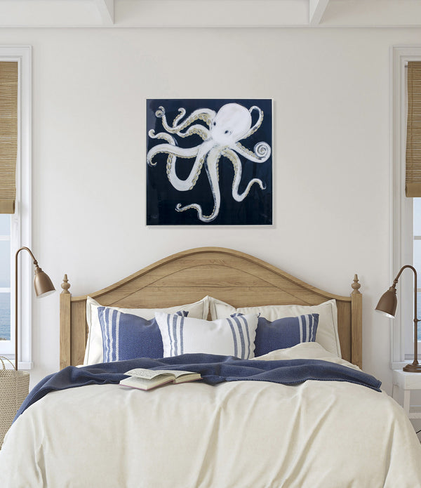 Octopus on Navy Abstract Framed Art