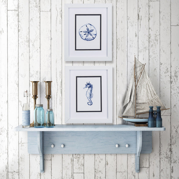 Set of Two Blue and White Beach Icons Wall Art