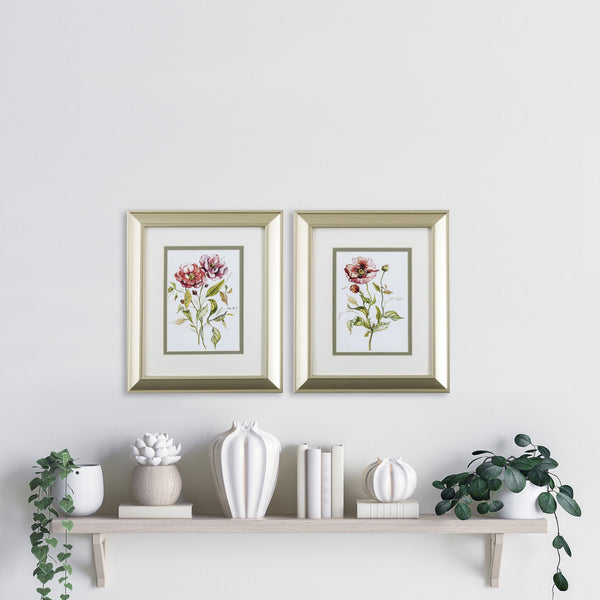 Set of 2 Pink Poppy Rose Framed Art