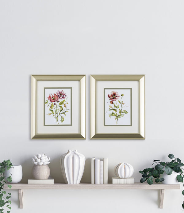 Set of 2 Pink Poppy Rose Framed Art