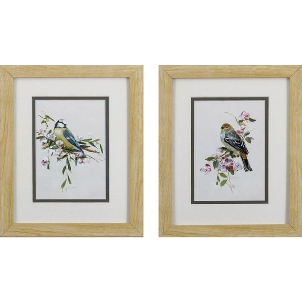 Set of 2 Blue Bird Goldfinch Framed Art