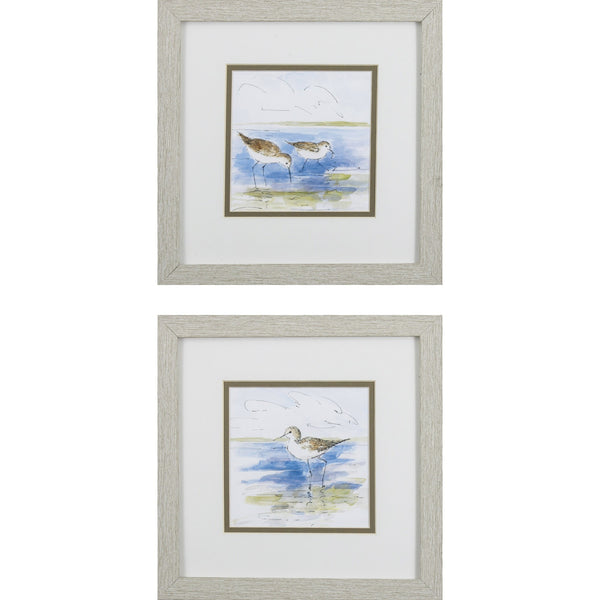 Set of 2 Watercolor Shore Birds Framed Art