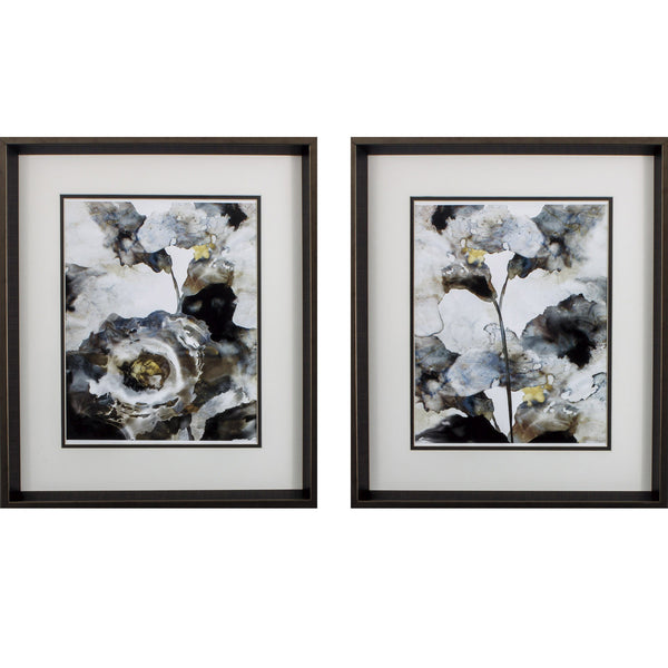 Set of 2 Blooming Ink Floral Framed Art