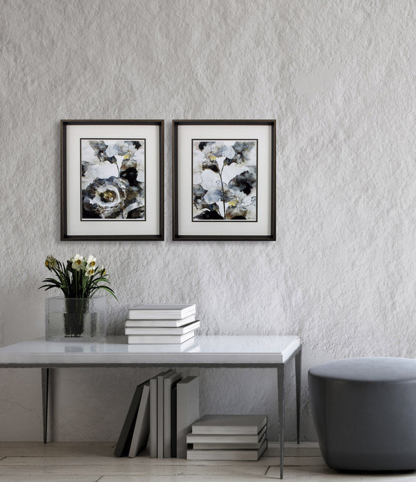 Set of 2 Blooming Ink Floral Framed Art