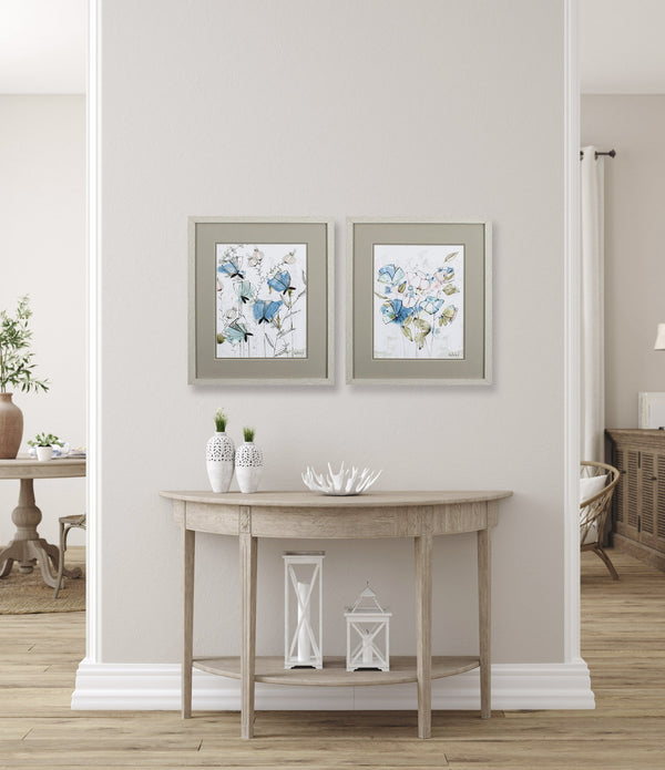 Set of 2 Dainty Pastel Floral Framed Art