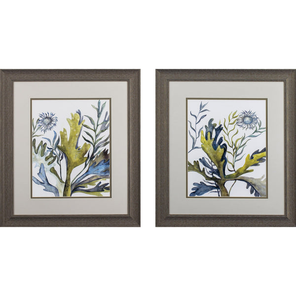 Set of 2 Blue and Green Coral Framed Art