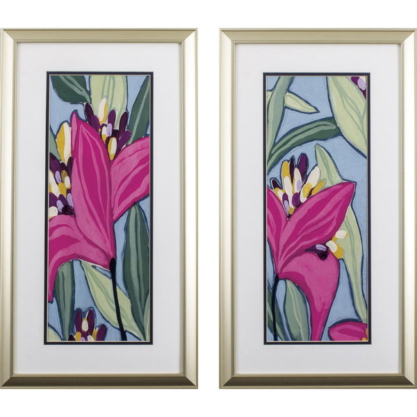 Set of 2 Tropical Floral Framed Art