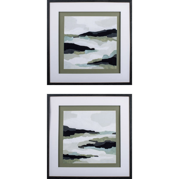 Set of 2 Mint Mesa Abstract Framed Art