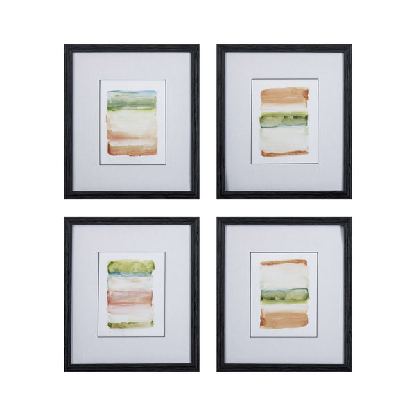 Set of 4 Neutral Abstract Watercolor Framed Art