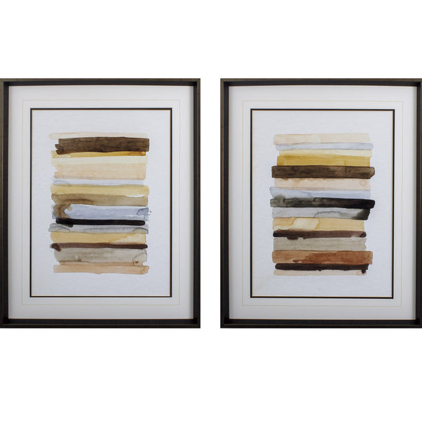 Set of 2 Arid Layers Abstract Framed Art