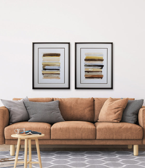 Set of 2 Arid Layers Abstract Framed Art