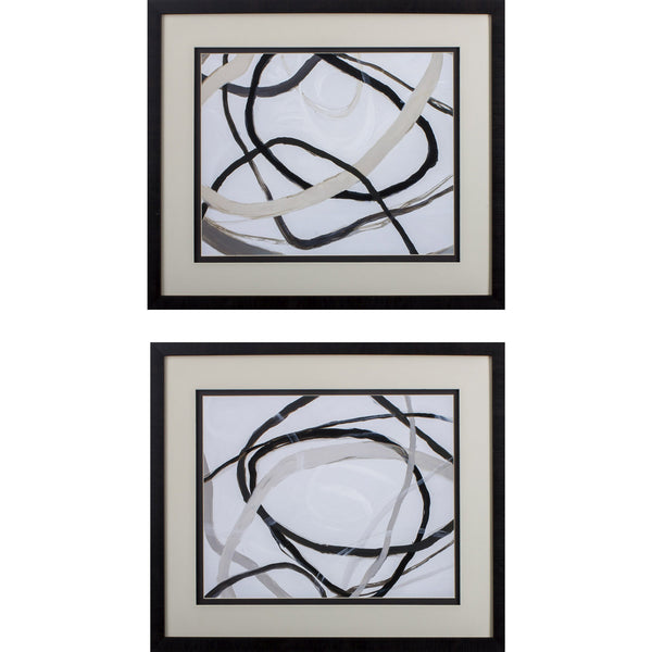 Set of 2 Abstract Lines Framed Art