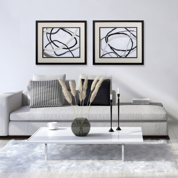 Set of 2 Abstract Lines Framed Art