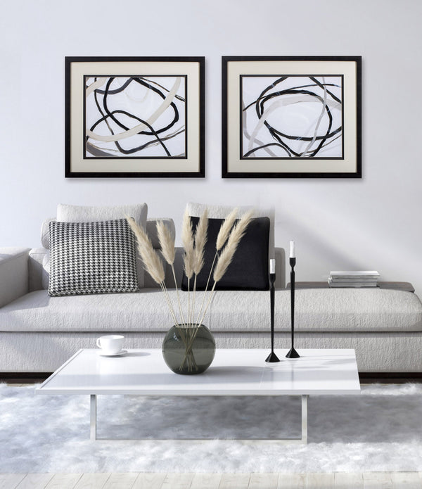 Set of 2 Abstract Lines Framed Art