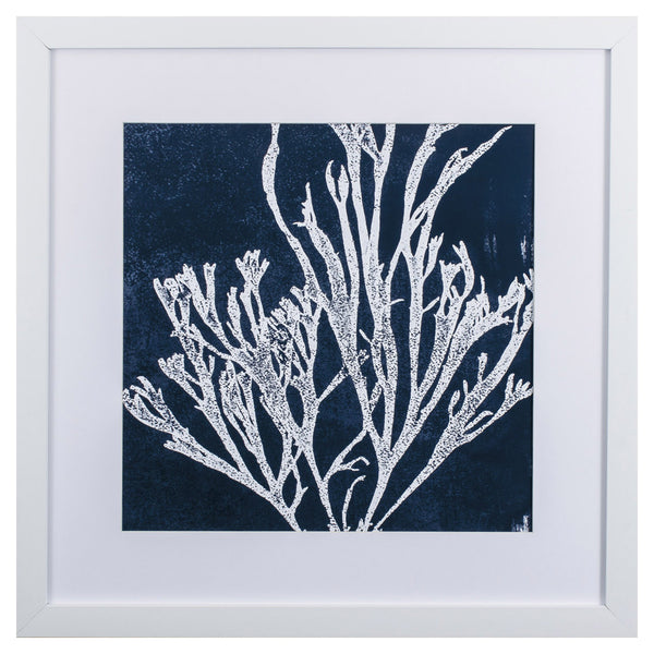 Indigo and White Coral I Framed Art