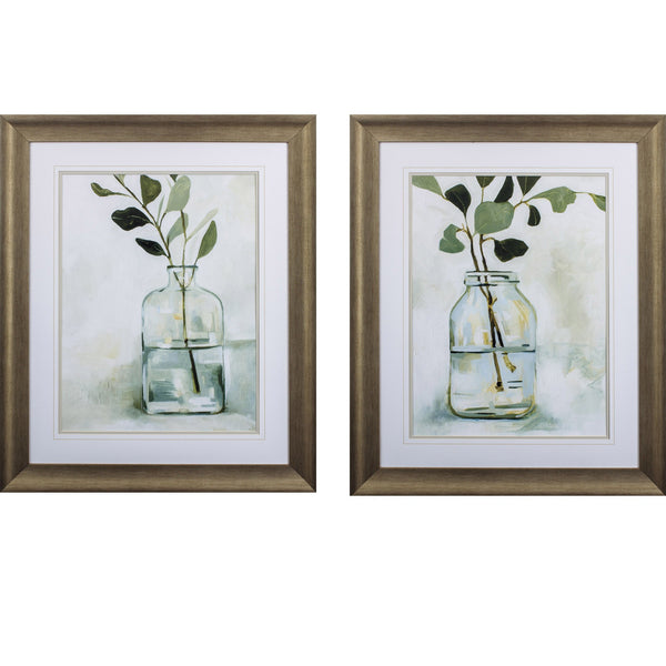 Set of Two Branch Still Life Abstract Framed Art